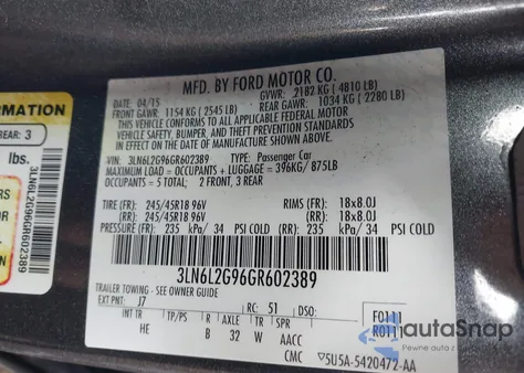 2016 Lincoln Mkz из США, поврежденный, VIN 3LN6L2G96GR602389